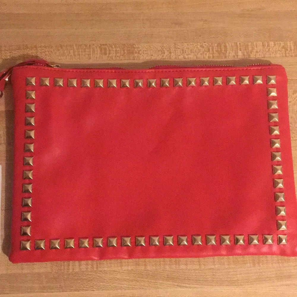 HOST PICK Vegan Leather Red Clutch Bag w/Studs - Picture 3 of 6